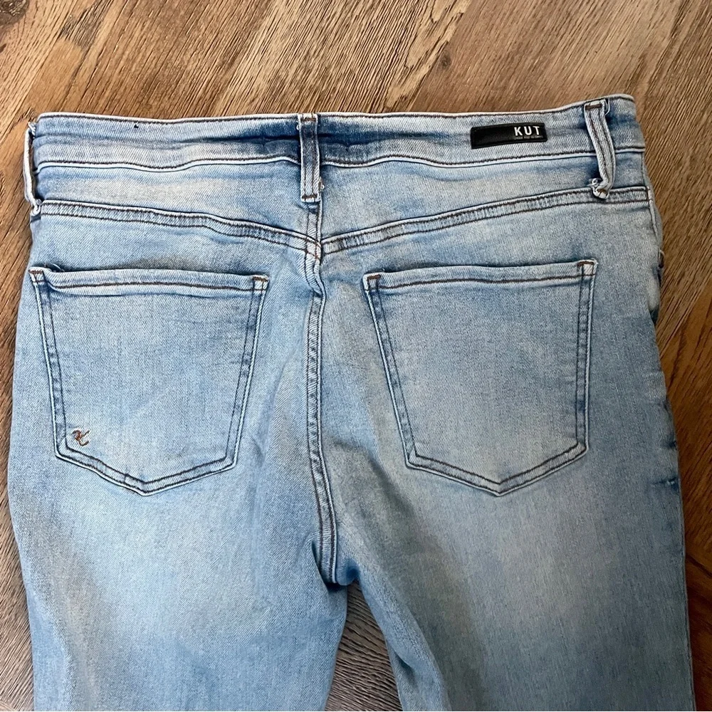 Kut From The Kloth High Rise Distressed Button Fly Jeans Blue 12 KP1392MA1 - Picture 6 of 12